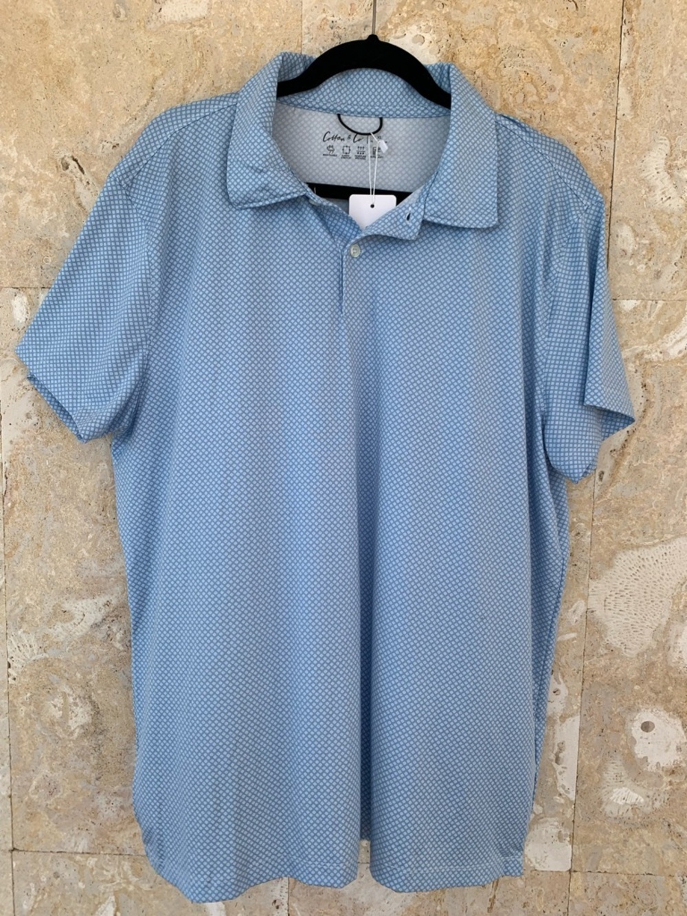 Cotton & Co. Sky Blue Micro-Pattern Polo